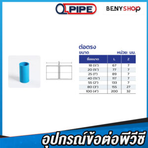 ข้อต่อตรงพีวีซี ตรา QPIPE ชั้น 13.5